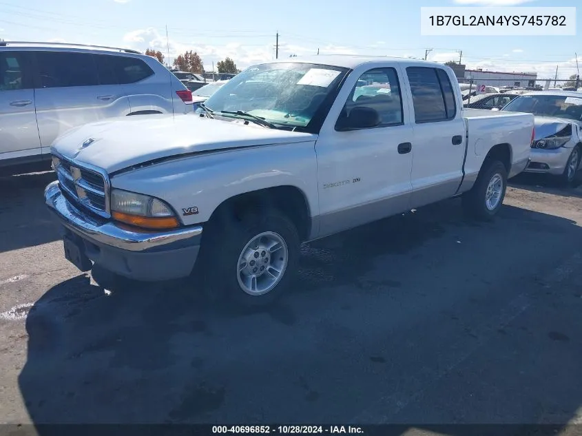 2000 Dodge Dakota Slt/Sport VIN: 1B7GL2AN4YS745782 Lot: 40696852