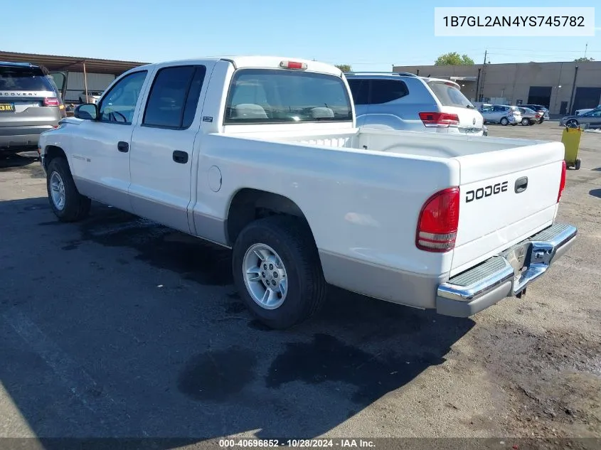 2000 Dodge Dakota Slt/Sport VIN: 1B7GL2AN4YS745782 Lot: 40696852