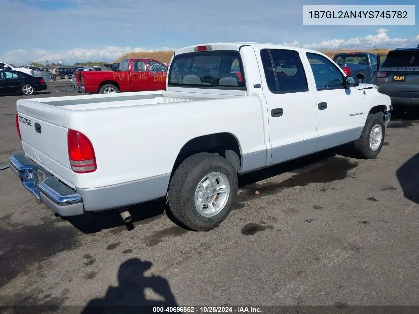 2000 Dodge Dakota Slt/Sport VIN: 1B7GL2AN4YS745782 Lot: 40696852