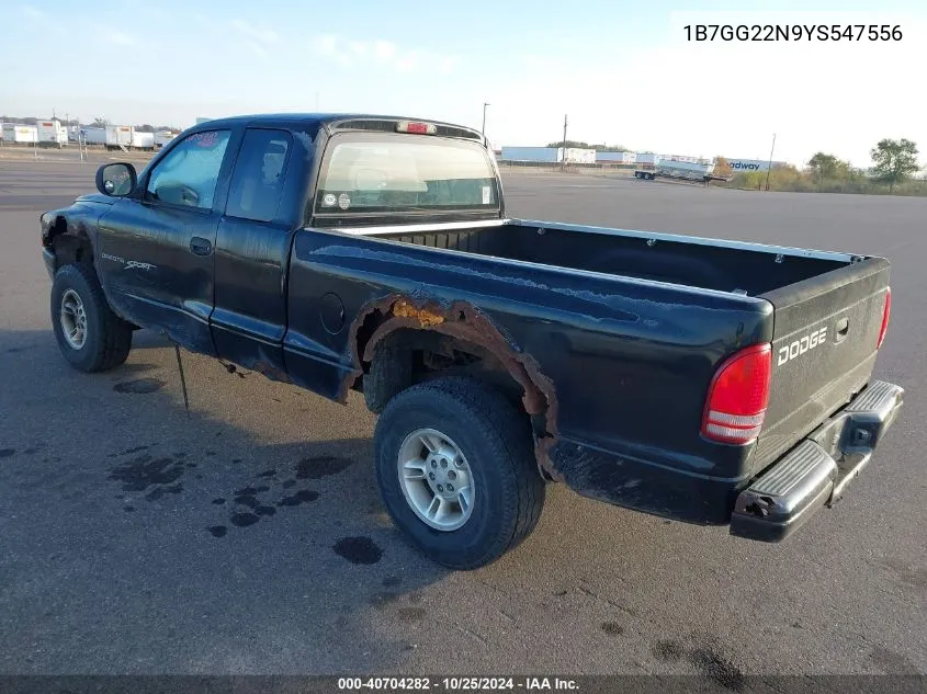 2000 Dodge Dakota Slt/Sport VIN: 1B7GG22N9YS547556 Lot: 40704282