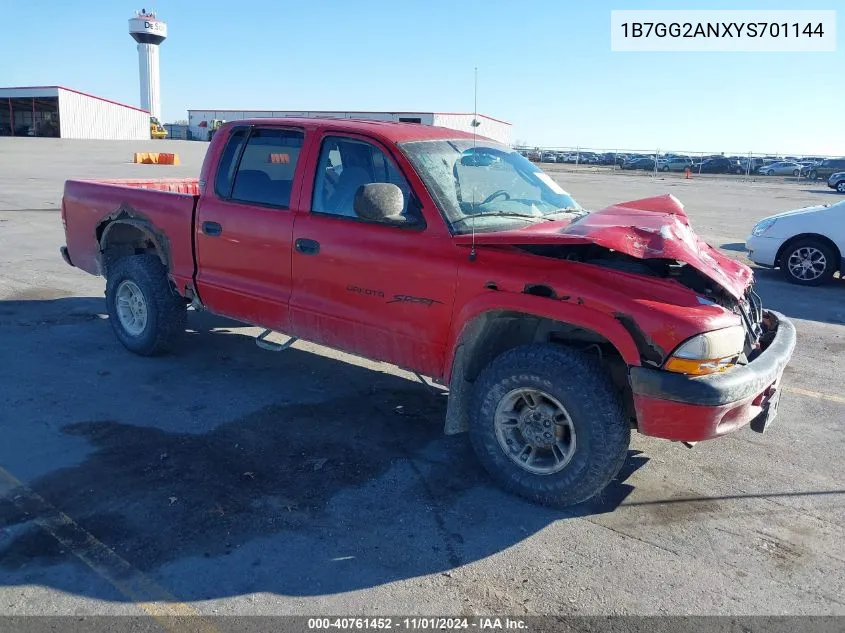 2000 Dodge Dakota Slt/Sport VIN: 1B7GG2ANXYS701144 Lot: 40761452