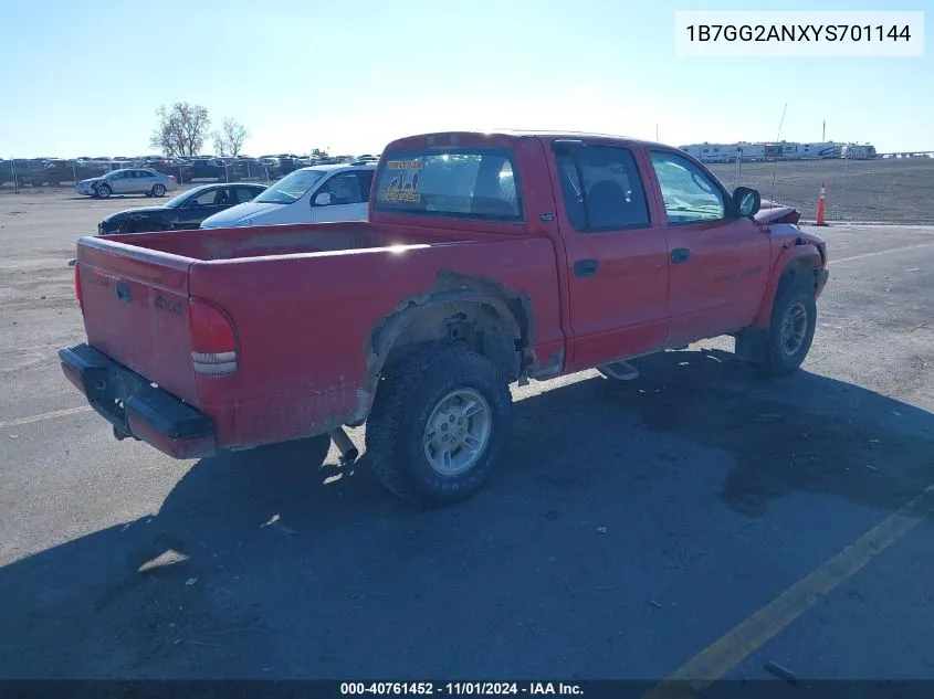 2000 Dodge Dakota Slt/Sport VIN: 1B7GG2ANXYS701144 Lot: 40761452