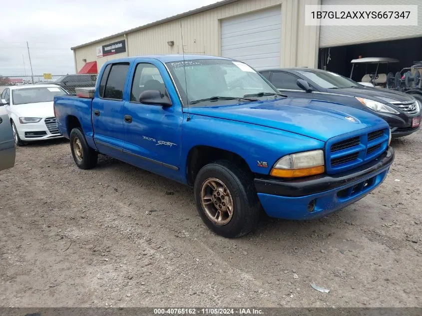 2000 Dodge Dakota Slt/Sport VIN: 1B7GL2AXXYS667347 Lot: 40765162