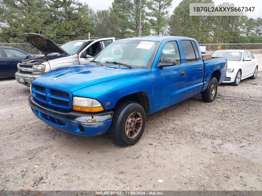 2000 Dodge Dakota Slt/Sport VIN: 1B7GL2AXXYS667347 Lot: 40765162