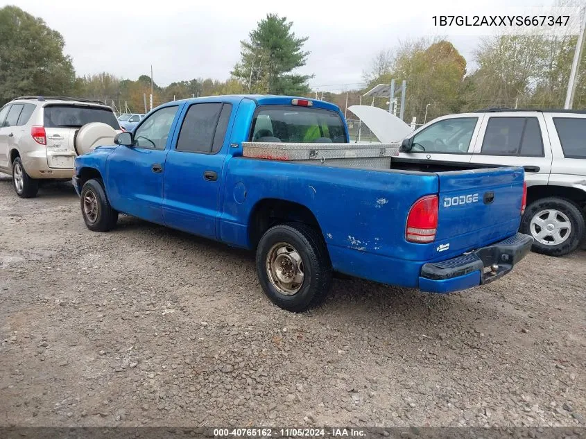 2000 Dodge Dakota Slt/Sport VIN: 1B7GL2AXXYS667347 Lot: 40765162