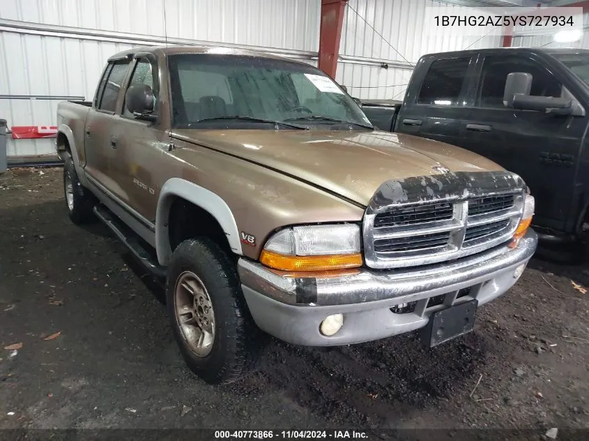 2000 Dodge Dakota Slt/Sport VIN: 1B7HG2AZ5YS727934 Lot: 40773866