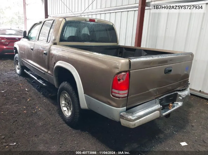 2000 Dodge Dakota Slt/Sport VIN: 1B7HG2AZ5YS727934 Lot: 40773866