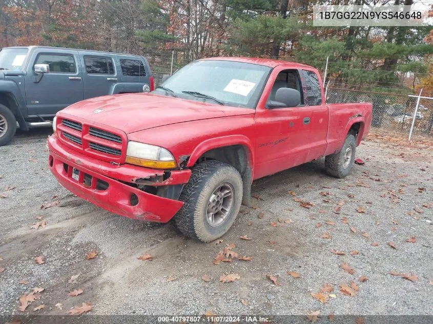 2000 Dodge Dakota Slt/Sport VIN: 1B7GG22N9YS546648 Lot: 40797807