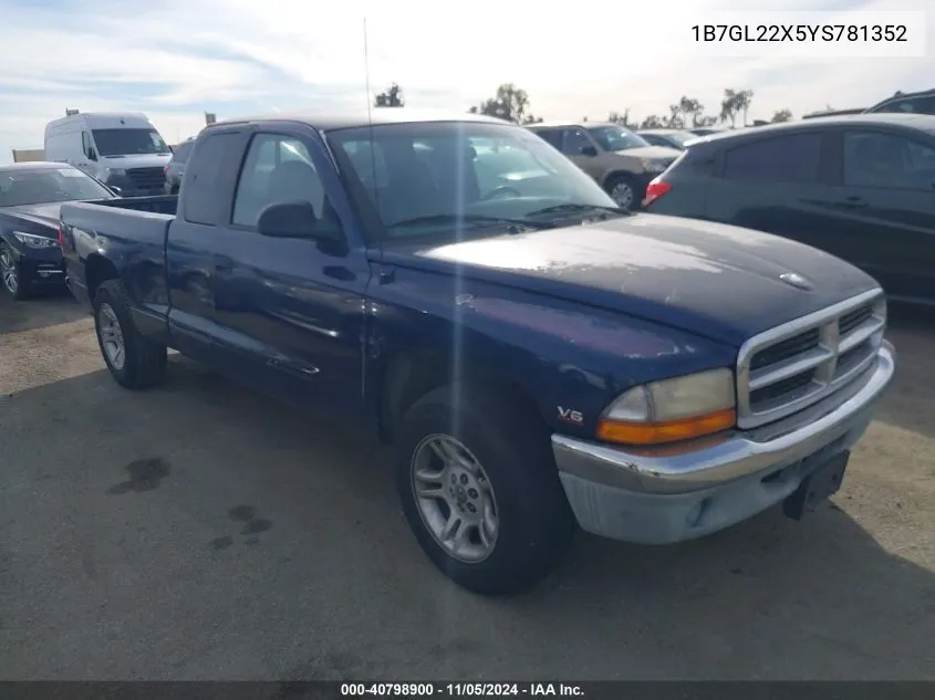 2000 Dodge Dakota Slt/Sport VIN: 1B7GL22X5YS781352 Lot: 40798900