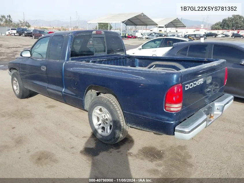 2000 Dodge Dakota Slt/Sport VIN: 1B7GL22X5YS781352 Lot: 40798900