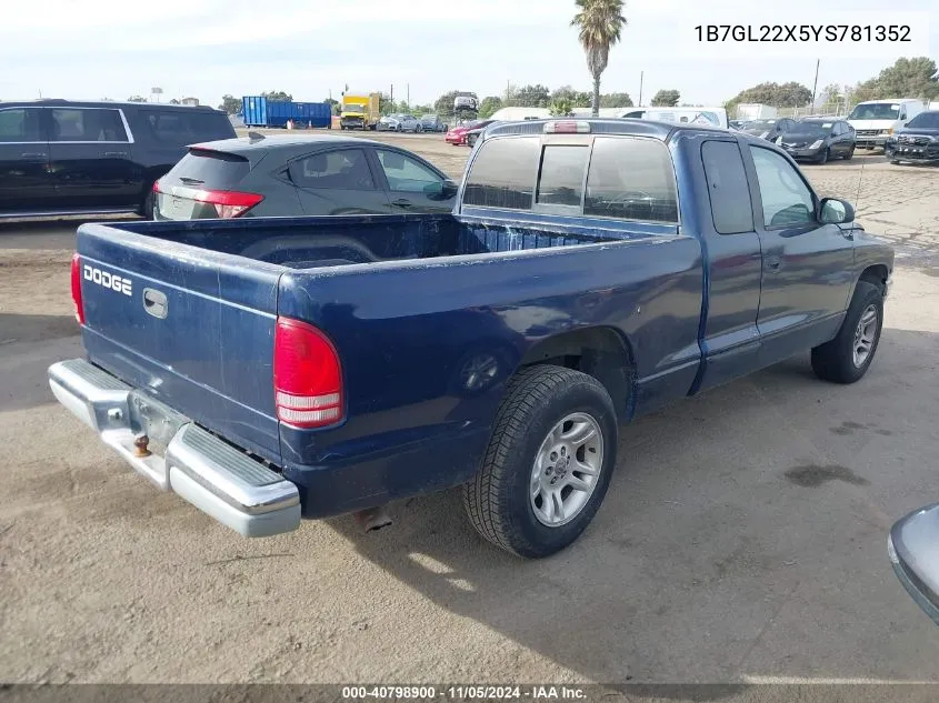 2000 Dodge Dakota Slt/Sport VIN: 1B7GL22X5YS781352 Lot: 40798900