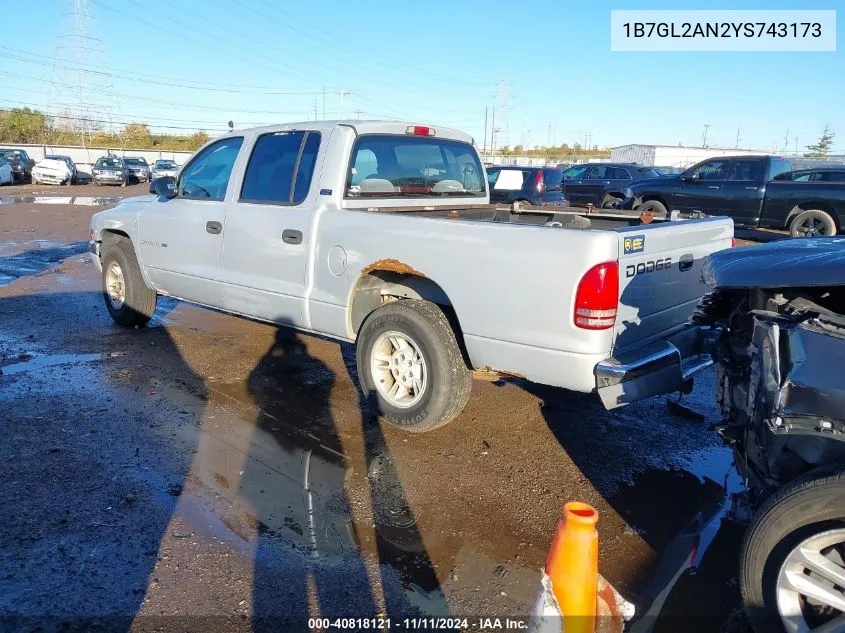 1B7GL2AN2YS743173 2000 Dodge Dakota Quad