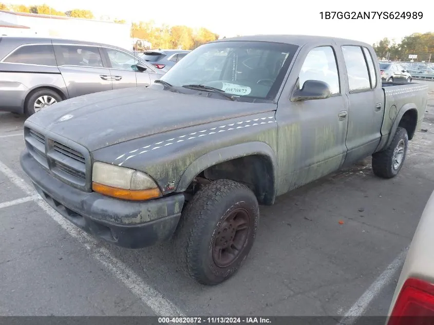 2000 Dodge Dakota Slt/Sport VIN: 1B7GG2AN7YS624989 Lot: 40820872