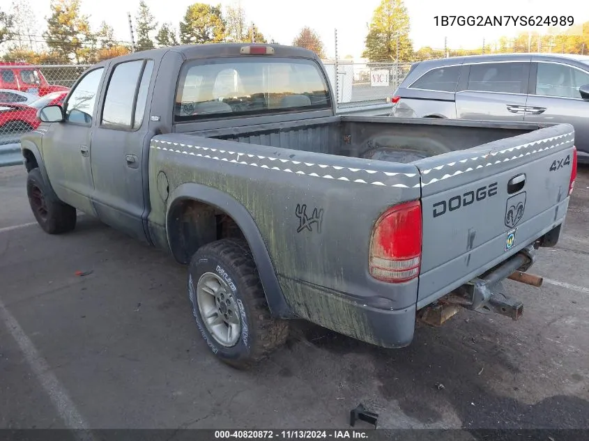 2000 Dodge Dakota Slt/Sport VIN: 1B7GG2AN7YS624989 Lot: 40820872