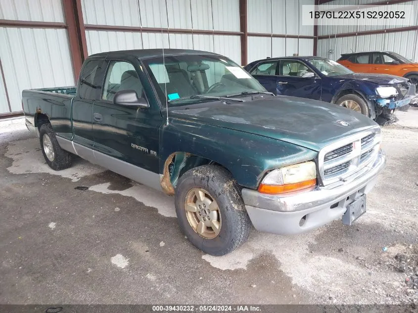 2001 Dodge Dakota Slt/Sport VIN: 1B7GL22X51S292052 Lot: 39430232