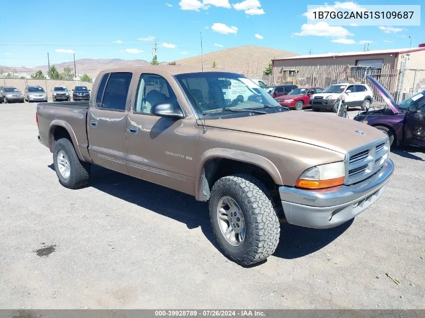 2001 Dodge Dakota Slt/Sport VIN: 1B7GG2AN51S109687 Lot: 39928789