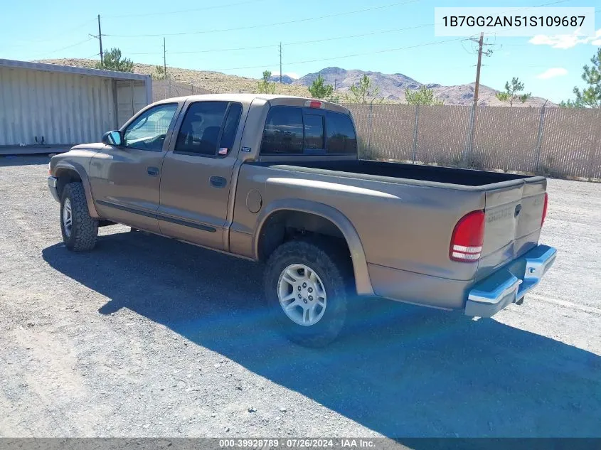 2001 Dodge Dakota Slt/Sport VIN: 1B7GG2AN51S109687 Lot: 39928789