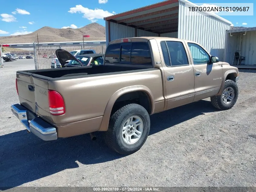 2001 Dodge Dakota Slt/Sport VIN: 1B7GG2AN51S109687 Lot: 39928789