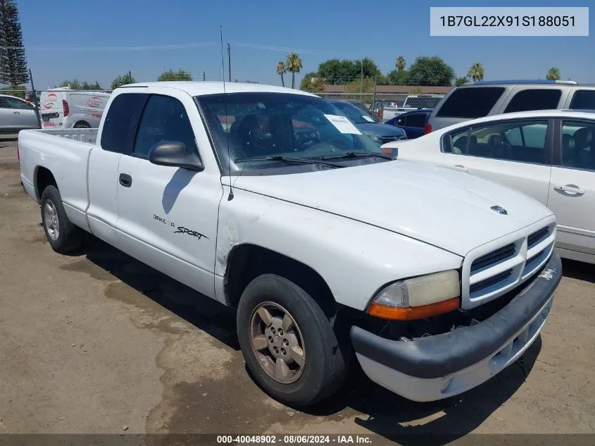 2001 Dodge Dakota Slt/Sport VIN: 1B7GL22X91S188051 Lot: 40048902