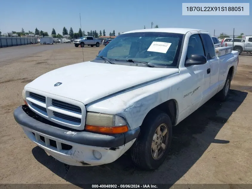 2001 Dodge Dakota Slt/Sport VIN: 1B7GL22X91S188051 Lot: 40048902