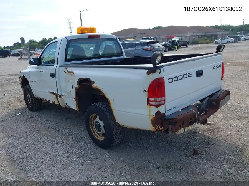 2001 Dodge Dakota Slt/Sport VIN: 1B7GG26X61S138092 Lot: 40105628