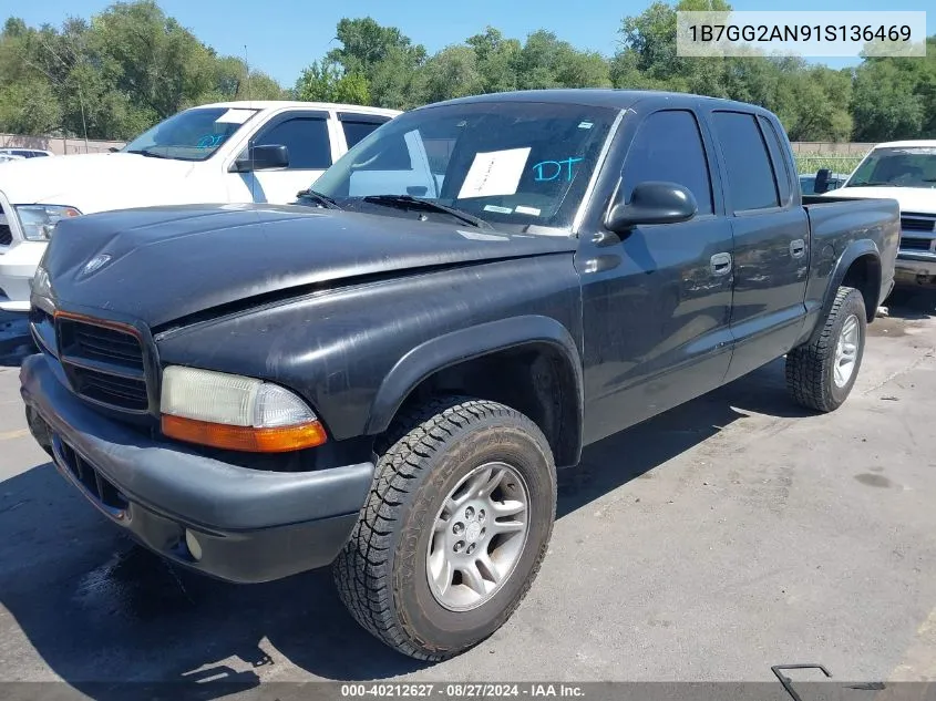 2001 Dodge Dakota Slt/Sport VIN: 1B7GG2AN91S136469 Lot: 40212627