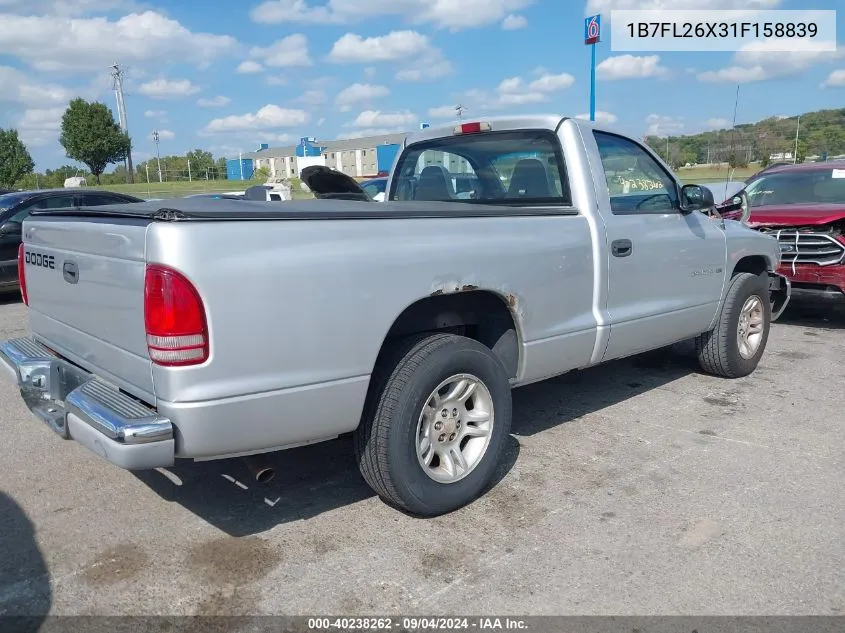 2001 Dodge Dakota Slt/Sport VIN: 1B7FL26X31F158839 Lot: 40238262