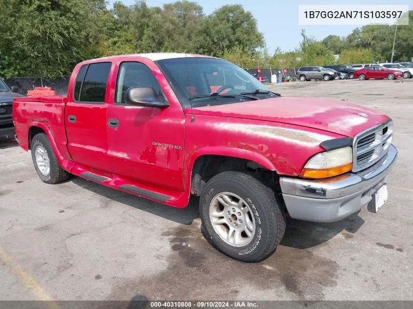 2001 Dodge Dakota Slt/Sport VIN: 1B7GG2AN71S103597 Lot: 40310808