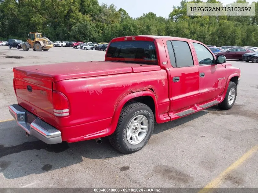 2001 Dodge Dakota Slt/Sport VIN: 1B7GG2AN71S103597 Lot: 40310808