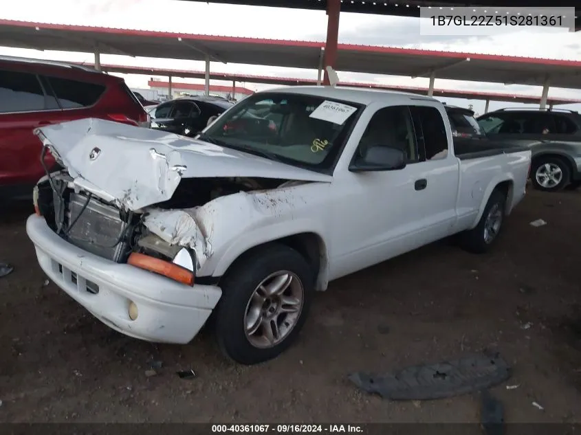 2001 Dodge Dakota Sport VIN: 1B7GL22Z51S281361 Lot: 40361067