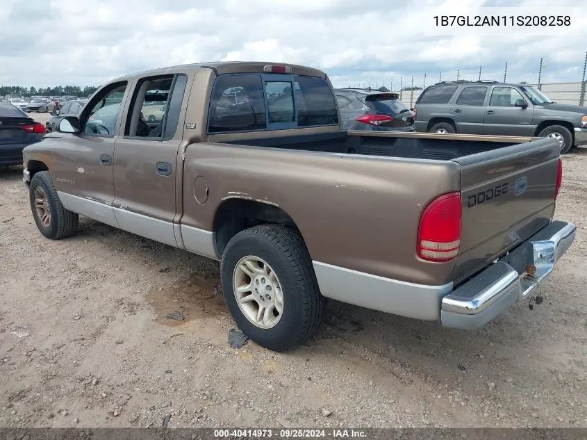 2001 Dodge Dakota Slt/Sport VIN: 1B7GL2AN11S208258 Lot: 40414973