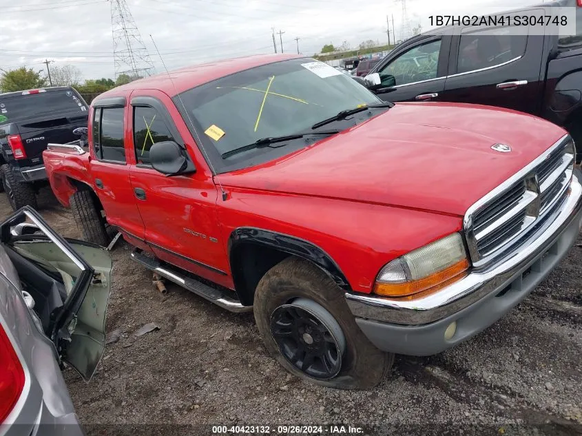 2001 Dodge Dakota Quad VIN: 1B7HG2AN41S304748 Lot: 40423132