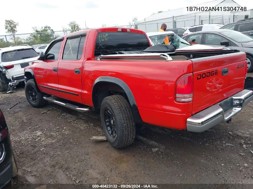 2001 Dodge Dakota Quad VIN: 1B7HG2AN41S304748 Lot: 40423132