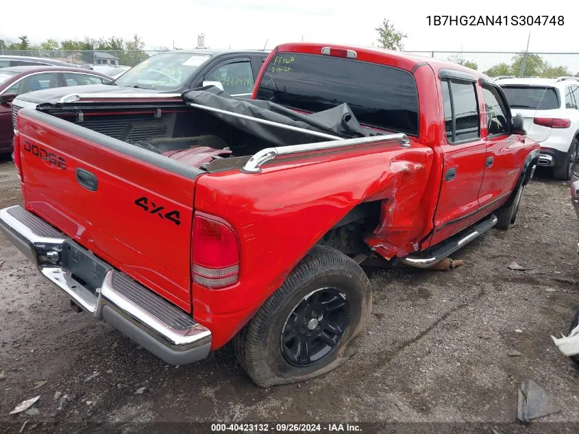 2001 Dodge Dakota Quad VIN: 1B7HG2AN41S304748 Lot: 40423132