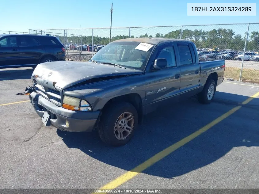 2001 Dodge Dakota Slt/Sport VIN: 1B7HL2AX31S324289 Lot: 40556274