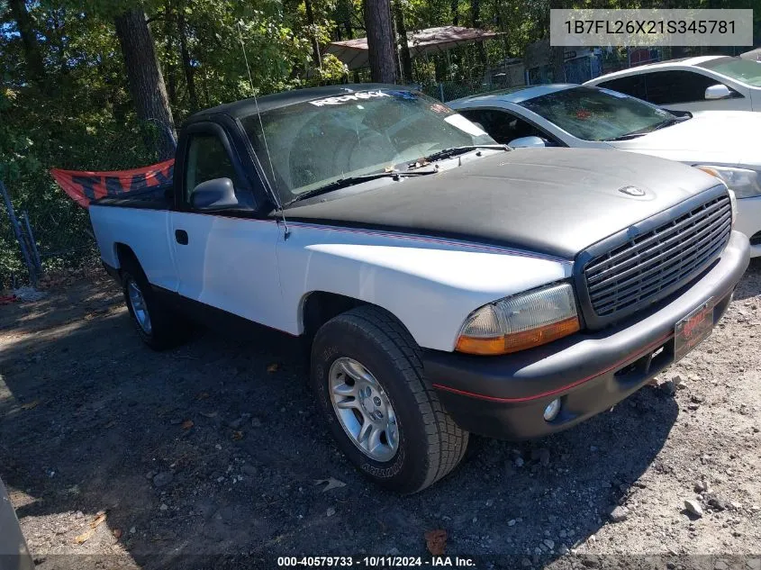 2001 Dodge Dakota Slt/Sport VIN: 1B7FL26X21S345781 Lot: 40579733