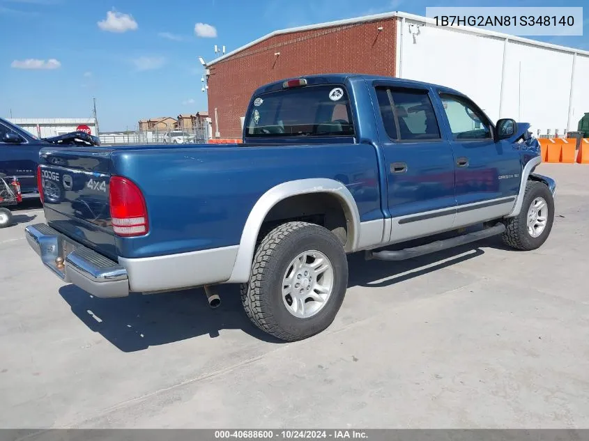 2001 Dodge Dakota Quad VIN: 1B7HG2AN81S348140 Lot: 40688600