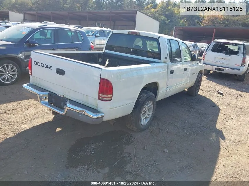 2001 Dodge Dakota Slt/Sport VIN: 1B7GL2ANX1S115125 Lot: 40691451