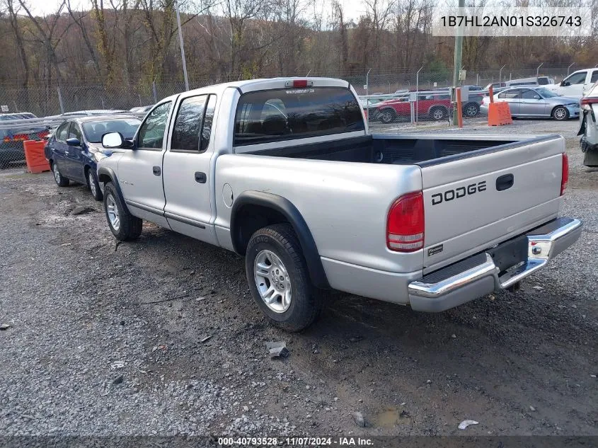 2001 Dodge Dakota Slt/Sport VIN: 1B7HL2AN01S326743 Lot: 40793528