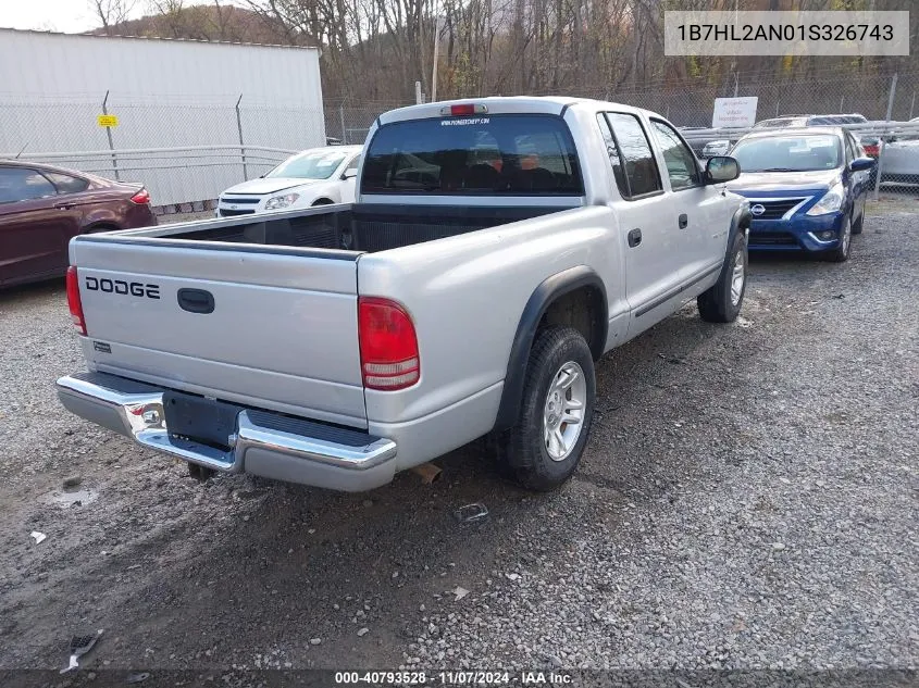 2001 Dodge Dakota Slt/Sport VIN: 1B7HL2AN01S326743 Lot: 40793528