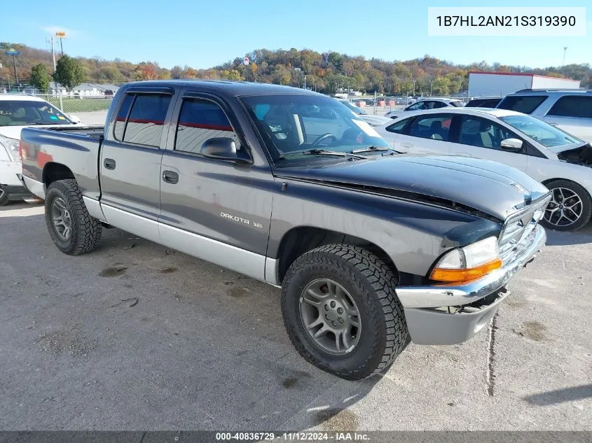 2001 Dodge Dakota Slt/Sport VIN: 1B7HL2AN21S319390 Lot: 40836729