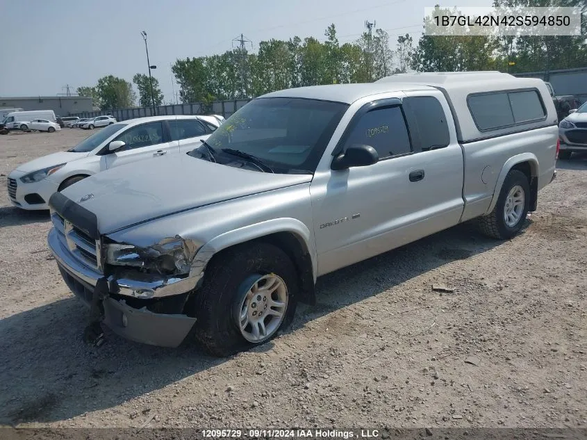 2002 Dodge Dakota VIN: 1B7GL42N42S594850 Lot: 12095729