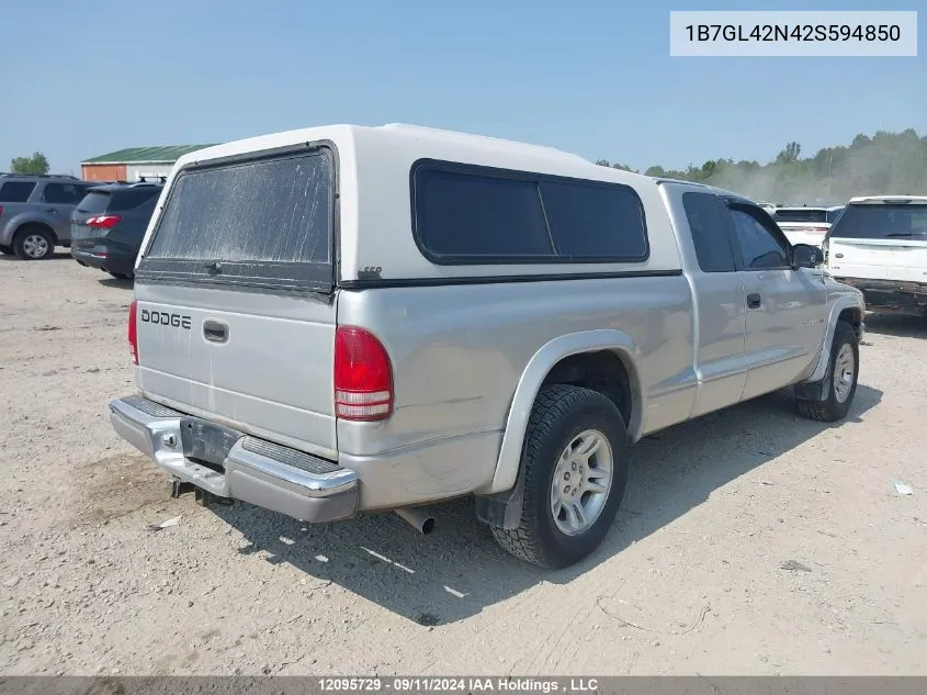 2002 Dodge Dakota VIN: 1B7GL42N42S594850 Lot: 12095729