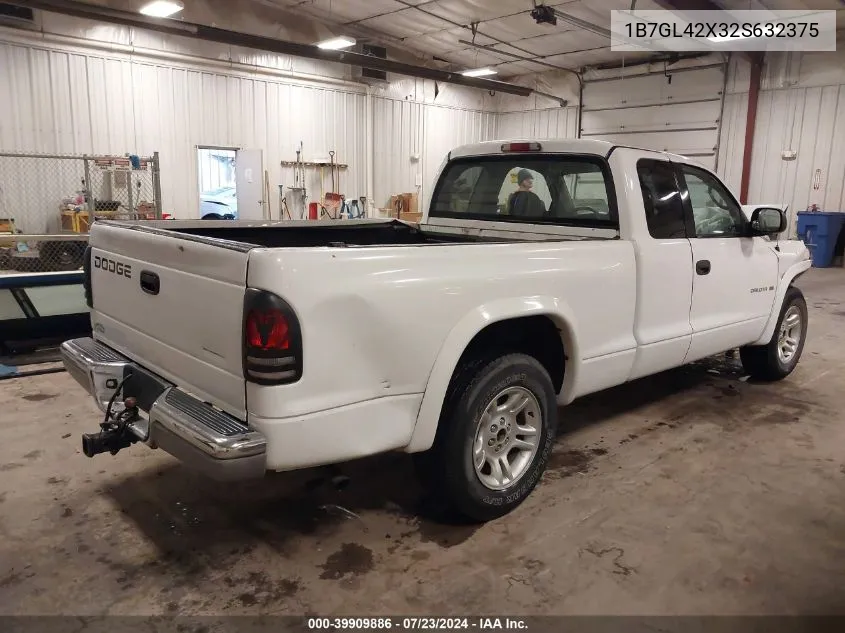 2002 Dodge Dakota Slt VIN: 1B7GL42X32S632375 Lot: 39909886