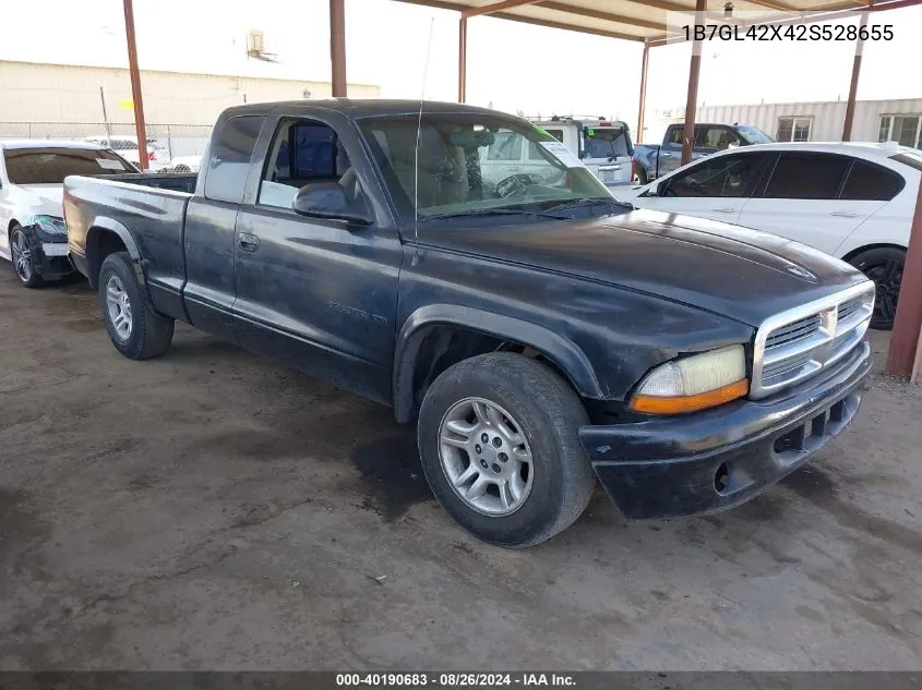 2002 Dodge Dakota Slt VIN: 1B7GL42X42S528655 Lot: 40190683