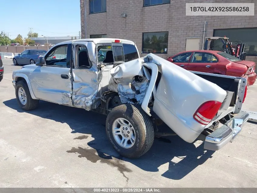 2002 Dodge Dakota Slt VIN: 1B7GL42X92S586258 Lot: 40213023