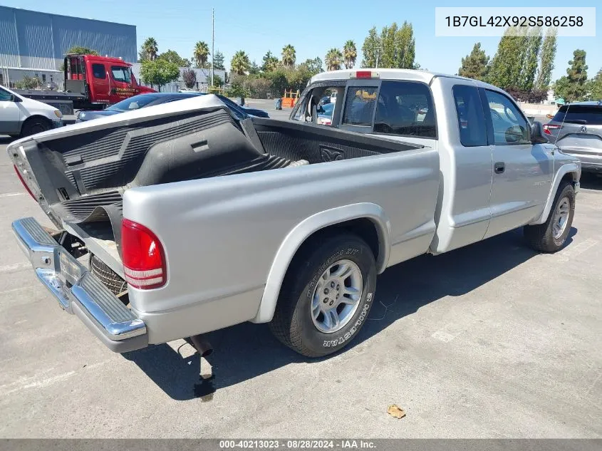 2002 Dodge Dakota Slt VIN: 1B7GL42X92S586258 Lot: 40213023