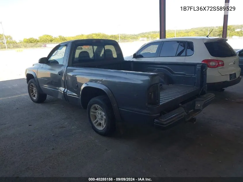 1B7FL36X72S589529 2002 Dodge Dakota Sport