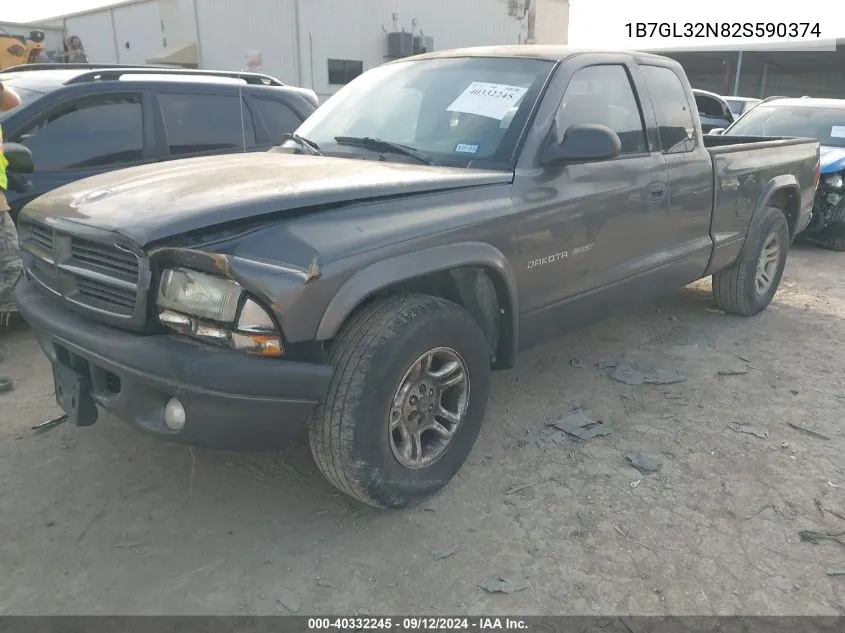 2002 Dodge Dakota Sport/Rt VIN: 1B7GL32N82S590374 Lot: 40332245