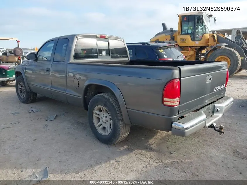 2002 Dodge Dakota Sport/Rt VIN: 1B7GL32N82S590374 Lot: 40332245